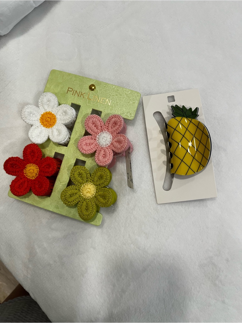 Linden Crochet Flower Clips and Yellow Pineapple Clip